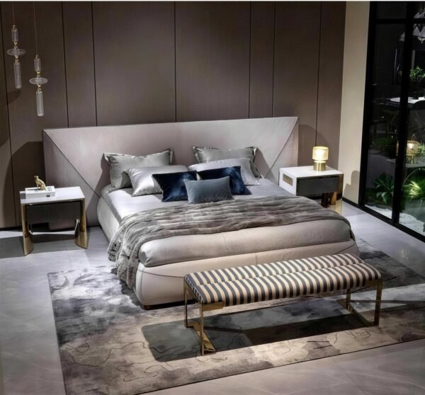 Lishi Italian Light Luxury Matte Leather Bed
