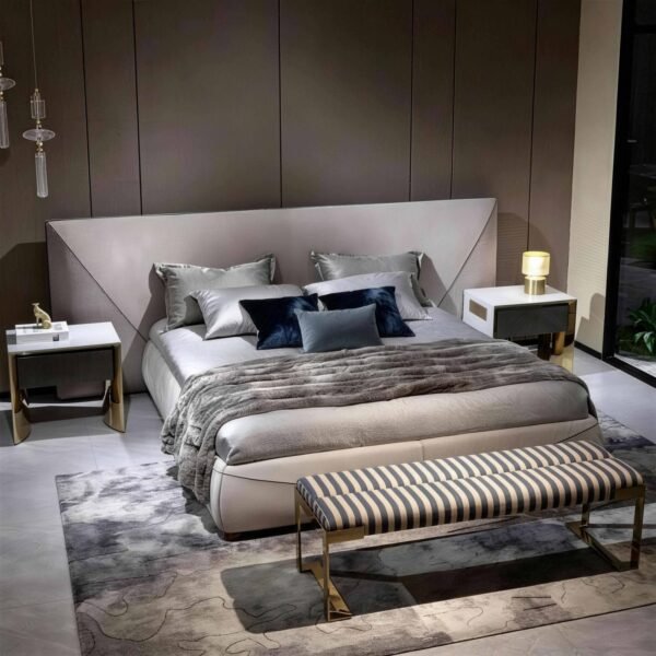 Lishi Italian Light Luxury Matte Leather Bed