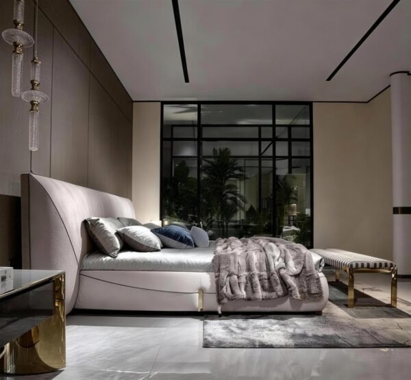 Lishi Italian Light Luxury Matte Leather Bed