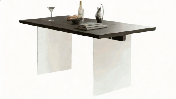 Lishi Black Rectangular Dining Table with Clear Acrylic Legs