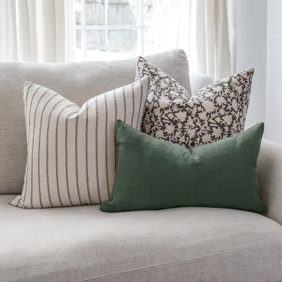 Laurel & Blush Deep Green Art Cushion