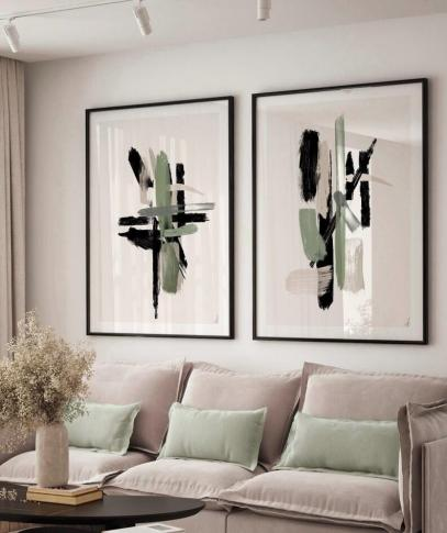 AVA Sage Green Abstract Wall Art