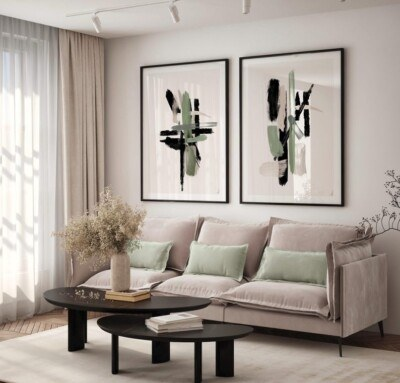 AVA Sage Green Abstract Wall Art