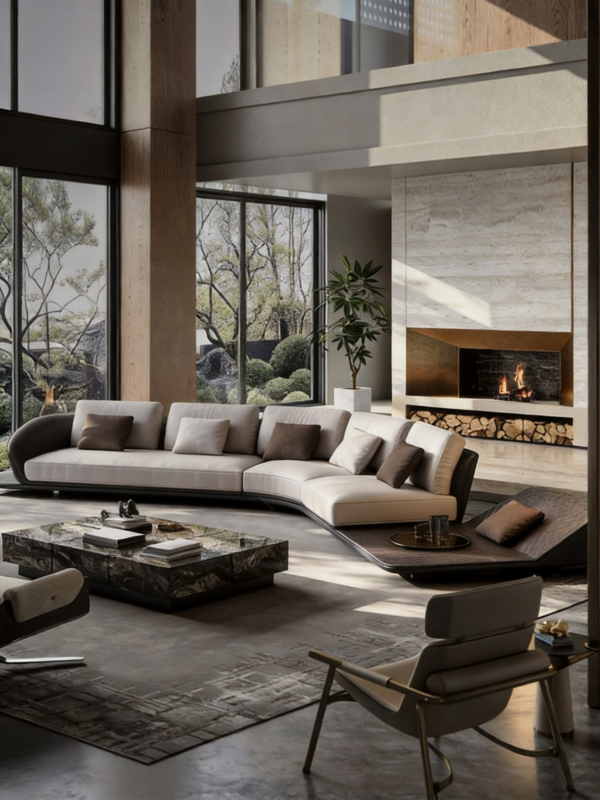Lishi Italian Light Luxury Leather Sectional Sofa