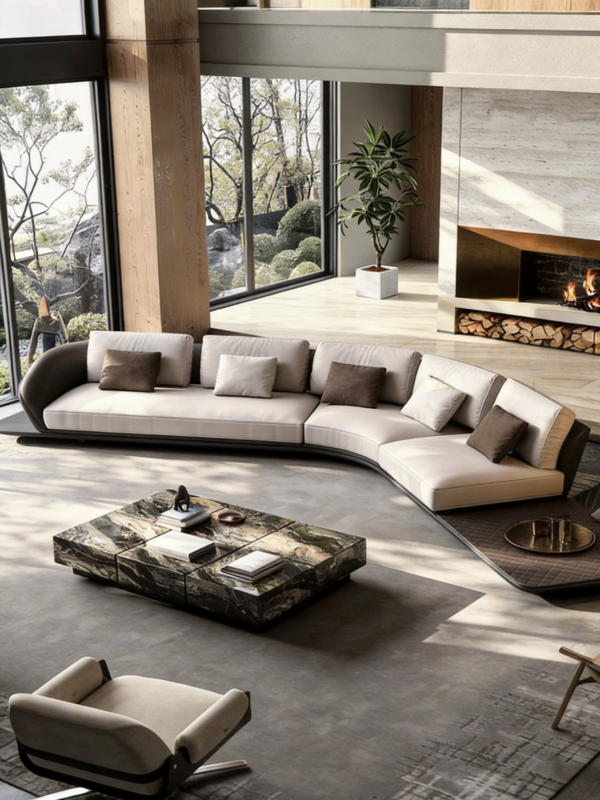 Lishi Italian Light Luxury Leather Sectional Sofa
